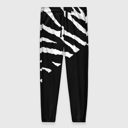 Женские брюки 3D с принтом Полосы зебры с черным, вид спереди #2