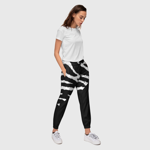 Женские брюки 3D с принтом Полосы зебры с черным, вид сбоку #3
