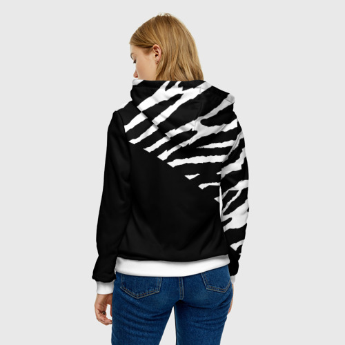 Женская толстовка 3D Полосы зебры с черным, цвет 3D печать - фото 4