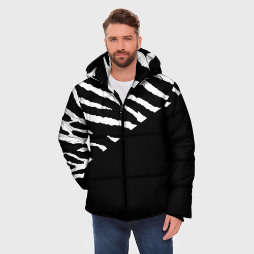 Мужская зимняя куртка 3D Полосы зебры с черным, цвет черный - фото 3
