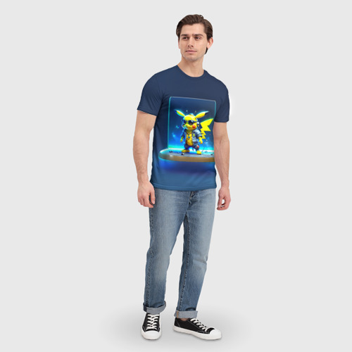 Мужская футболка 3D с принтом Крутой Пикачу, вид сбоку #3