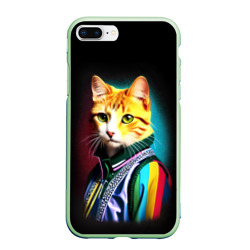 Чехол для iPhone 7Plus/8 Plus матовый Модный рыжий кот - неон - поп-арт
