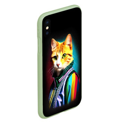 Чехол для iPhone XS Max матовый Модный рыжий кот - неон - поп-арт - фото 2