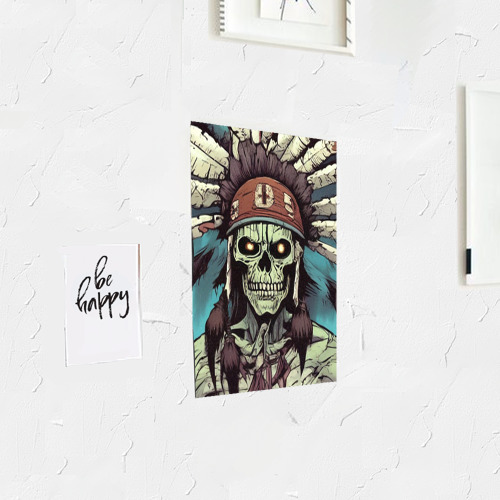 Постер Индеец зомби с перьями на голове - фото 3