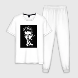 Мужская пижама с белой футболкой хлопок David Bowie - Silence