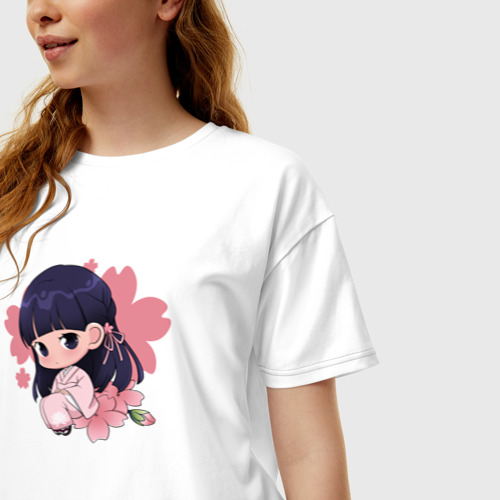Женская футболка хлопок Oversize с принтом Чиби Миё, фото на моделе #1