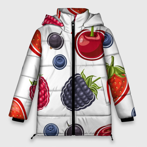 Женская зимняя куртка Oversize Спелые ягодки, цвет черный
