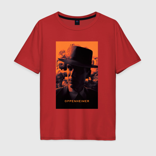 Мужская футболка хлопок Oversize Взгляд Оппенгеймера, цвет красный