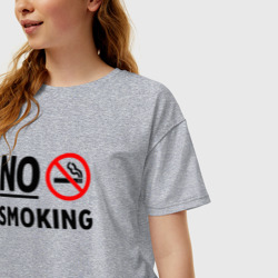 Женская футболка хлопок Oversize No Smoking - фото 2