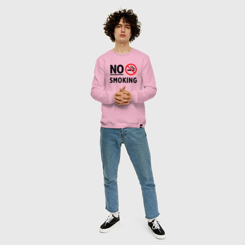 Мужской свитшот хлопок No Smoking, цвет светло-розовый - фото 5