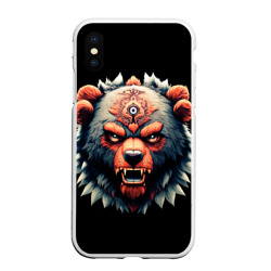 Чехол для iPhone XS Max матовый С разъяренным медведем