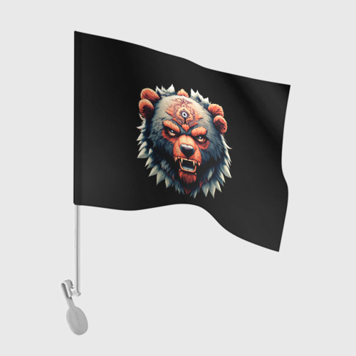 Флаг для автомобиля С разъяренным медведем