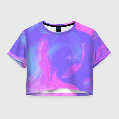 Женская футболка Crop-top 3D Сиреневая абстракция, цвет 3D печать