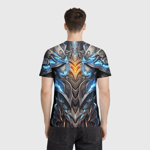 Мужская футболка 3D с принтом Магические латы рыцаря героя, вид сзади #2
