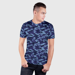 Мужская футболка 3D Slim Камуфляж охрана синий - фото 2