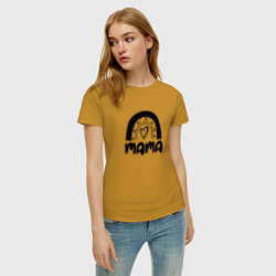 Женская футболка хлопок Мама радуга сердце рисунок - фото 2