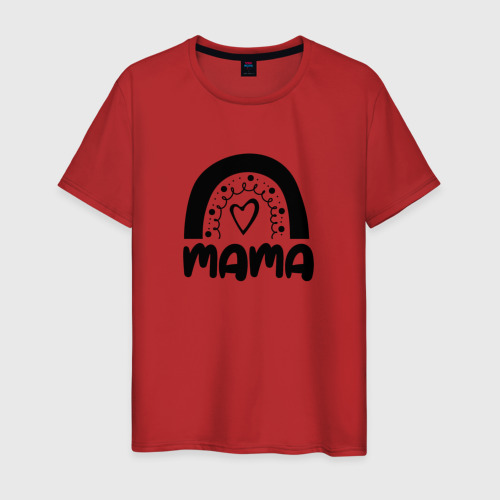 Мужская футболка хлопок Мама радуга сердце рисунок, цвет красный