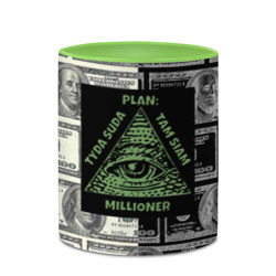 Кружка с полной запечаткой План миллионера на фоне доллара - фото 2