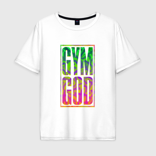 Мужская футболка хлопок Oversize с принтом Gym god, вид спереди #2