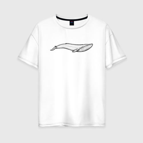 Женская футболка хлопок Oversize с принтом Кит плывёт, вид спереди #2