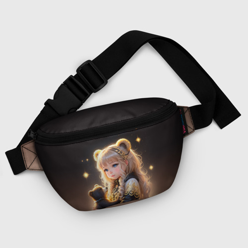 Поясная сумка 3D с принтом Девочка с бурым медвежонком, фото #5