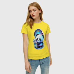 Женская футболка хлопок Стикер: милый панда - фото 2
