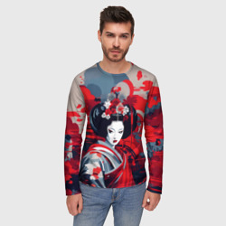 Мужской лонгслив 3D Geisha vector style - фото 2