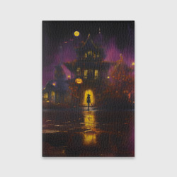 Обложка для паспорта матовая кожа Жуткий дом и ведьма с метлой