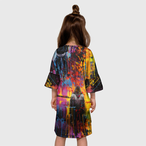 Детское платье 3D с принтом Уличное искусство, вид сзади #2