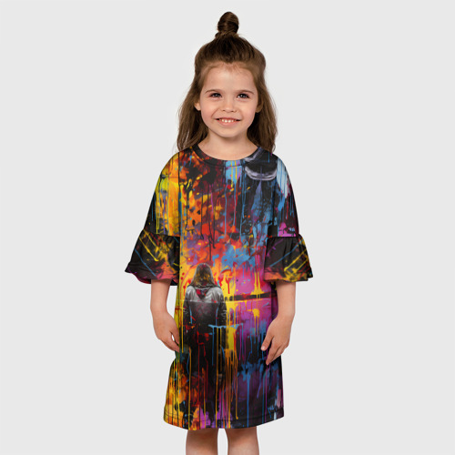 Детское платье 3D с принтом Уличное искусство, вид сбоку #3