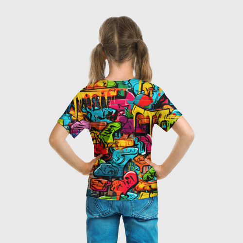 Детская футболка 3D с принтом Искусство нашего двора, вид сзади #2