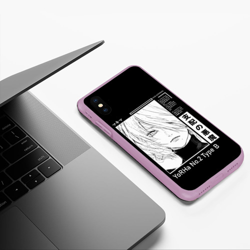Чехол для iPhone XS Max матовый Прекрасная 2B - Nier Automata, цвет сиреневый - фото 5
