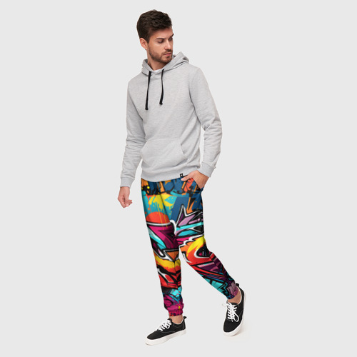 Мужские брюки 3D с принтом Узоры дворового искусства, фото на моделе #1