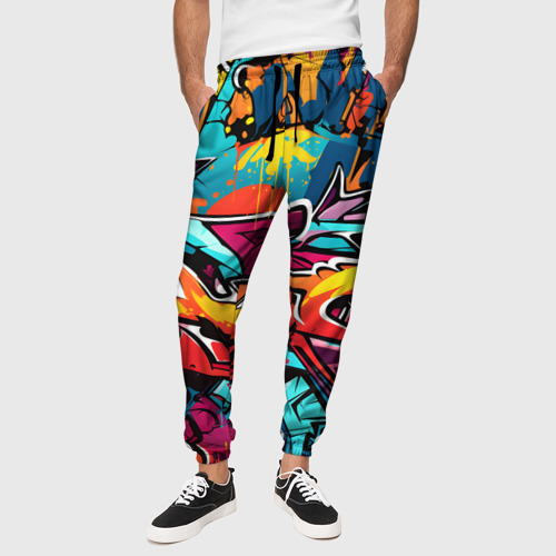 Мужские брюки 3D с принтом Узоры дворового искусства, вид сбоку #3