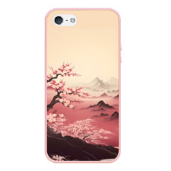 Чехол для iPhone 5/5S матовый Сакура в горах