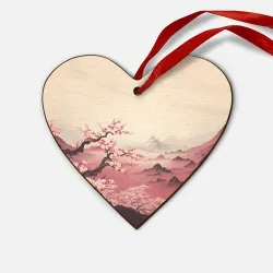 Деревянная игрушка Сердце Сакура в горах