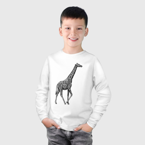 Детский лонгслив хлопок Жираф гуляет, цвет белый - фото 3