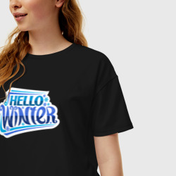 Женская футболка хлопок Oversize Зима привет - фото 2