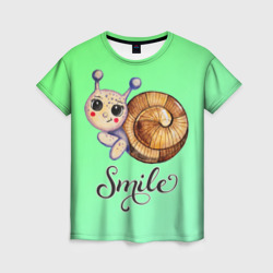 Женская футболка 3D Милая улитка - улыбнись
