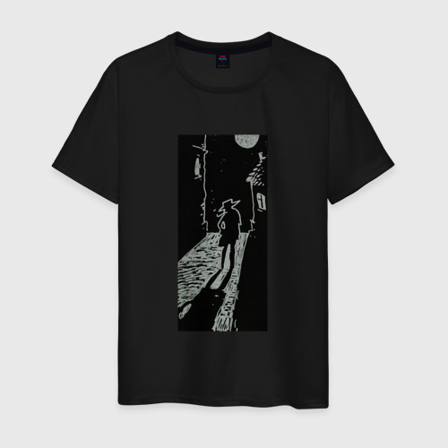 Мужская футболка хлопок Wanderer in the Moonlight, цвет черный