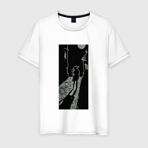 Мужская футболка из хлопка с принтом Wanderer in the Moonlight, вид спереди №1