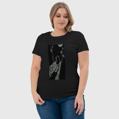 Женская футболка хлопок с принтом Wanderer in the Moonlight, фото #4