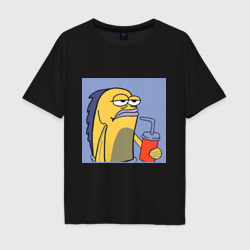 Мужская футболка хлопок Oversize Спанч Боб рыба мем