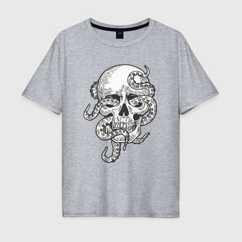Мужская футболка хлопок Oversize с принтом Skull octopus, вид спереди #2