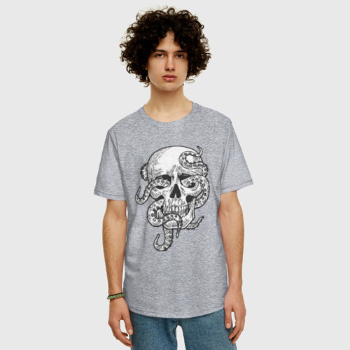 Мужская футболка хлопок Oversize с принтом Skull octopus, фото на моделе #1