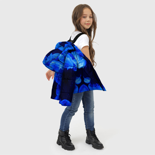 Зимняя куртка для девочек 3D Медузы голубого цвета, цвет светло-серый - фото 6