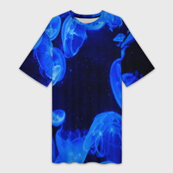 Платье-футболка 3D Медузы голубого цвета