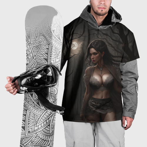 Накидка на куртку 3D Девушка в белье под луной, цвет 3D печать