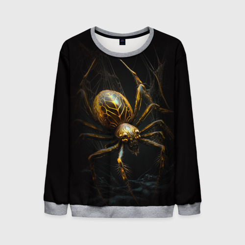 Мужской свитшот 3D Золотистый паук, цвет меланж