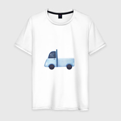 Милая голубая машинка грузовик – Мужская футболка хлопок с принтом купить со скидкой в -20%